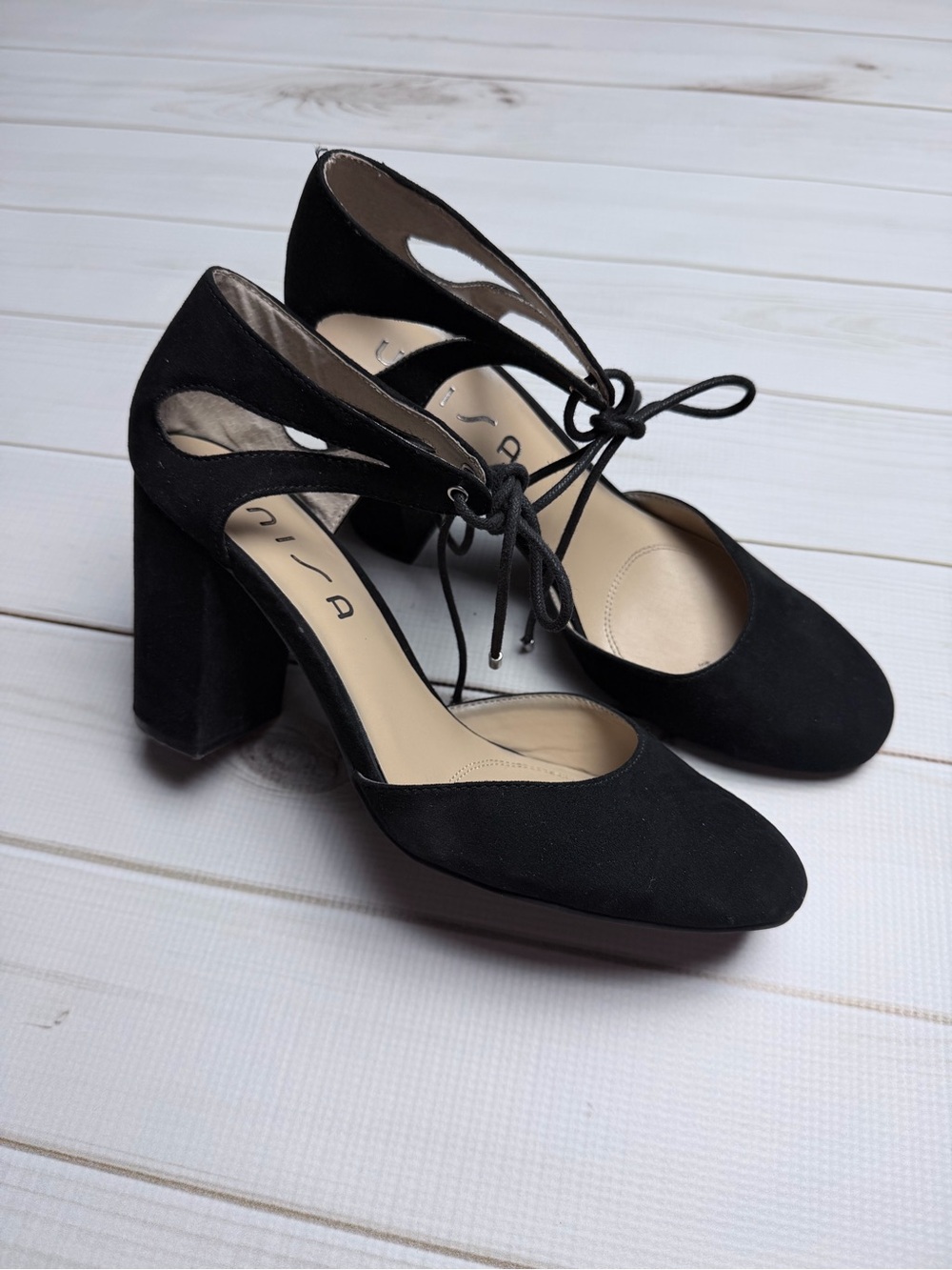 Unisa Suede Lace-Up Platform Block Heel Pumps